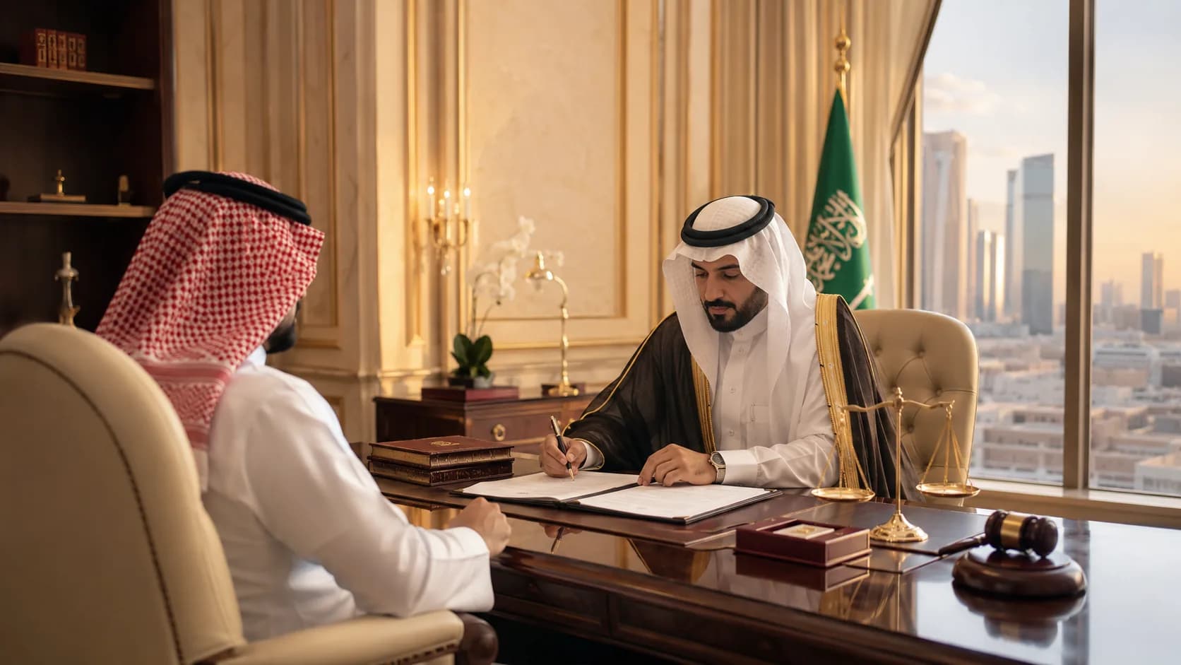 محامٍ سعودي في مكتب قانوني احترافي