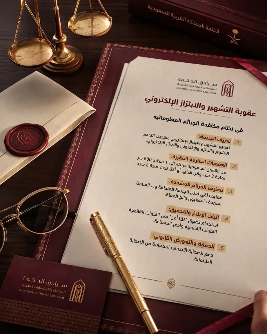 عقوبة التشهير والابتزاز الإلكتروني في نظام مكافحة الجرائم المعلوماتية