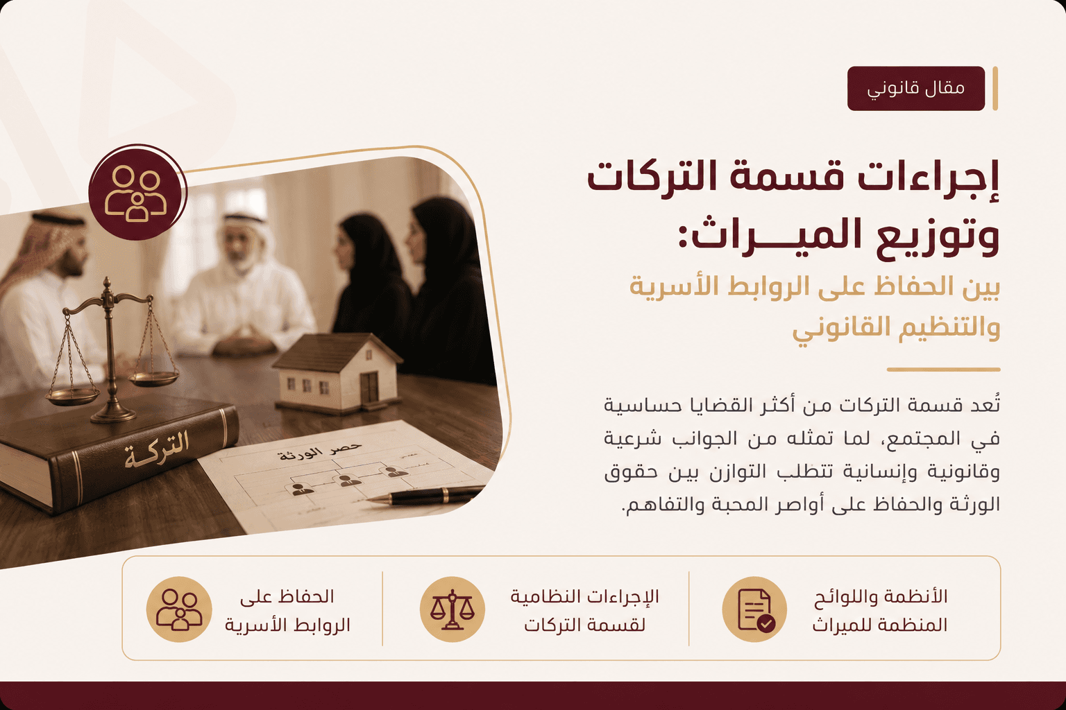 إجراءات قسمة التركات وتوزيع الميراث: بين الحفاظ على الروابط الأسرية والتنظيم القانوني